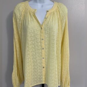 NWT Free People Yellow Long Sleeve Buttoned Blouse